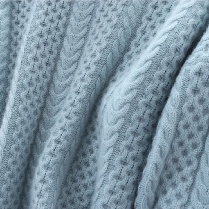 Luxe Kasjmier Coltrui met Geruit Patroon - Celeste