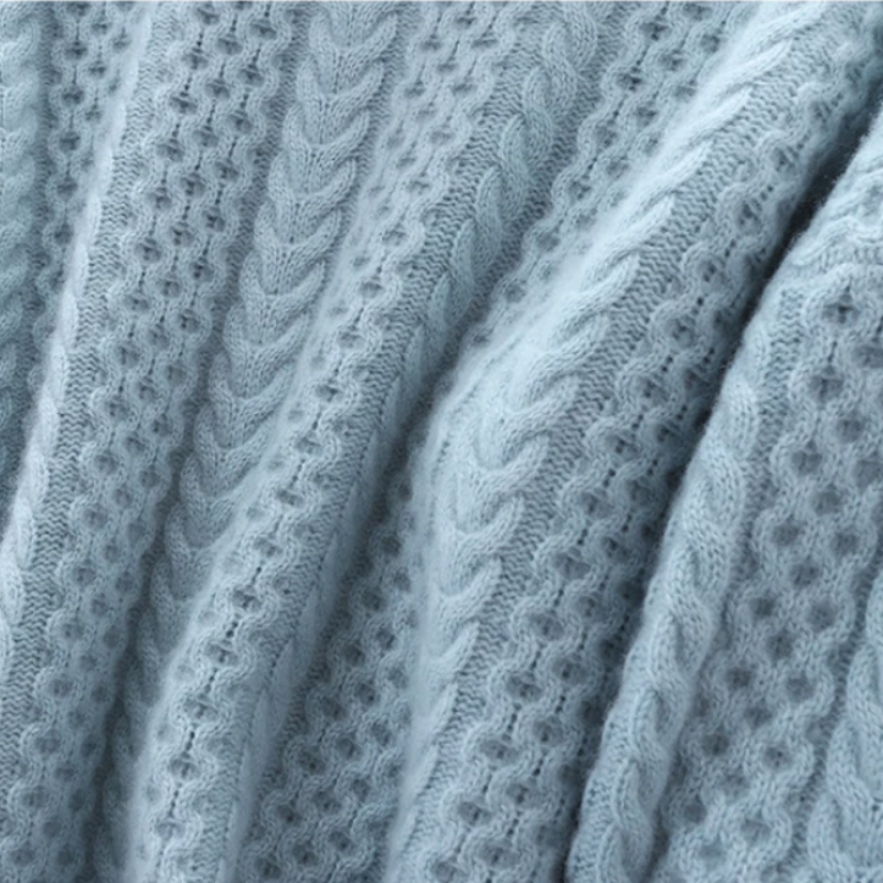 Luxe Kasjmier Coltrui met Geruit Patroon - Celeste