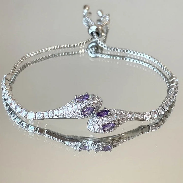Zilveren Slangenarmband met Zirkonia - Lyra