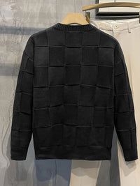 Sweter dziany z okrągłym dekoltem i rozciągliwy - Caleb