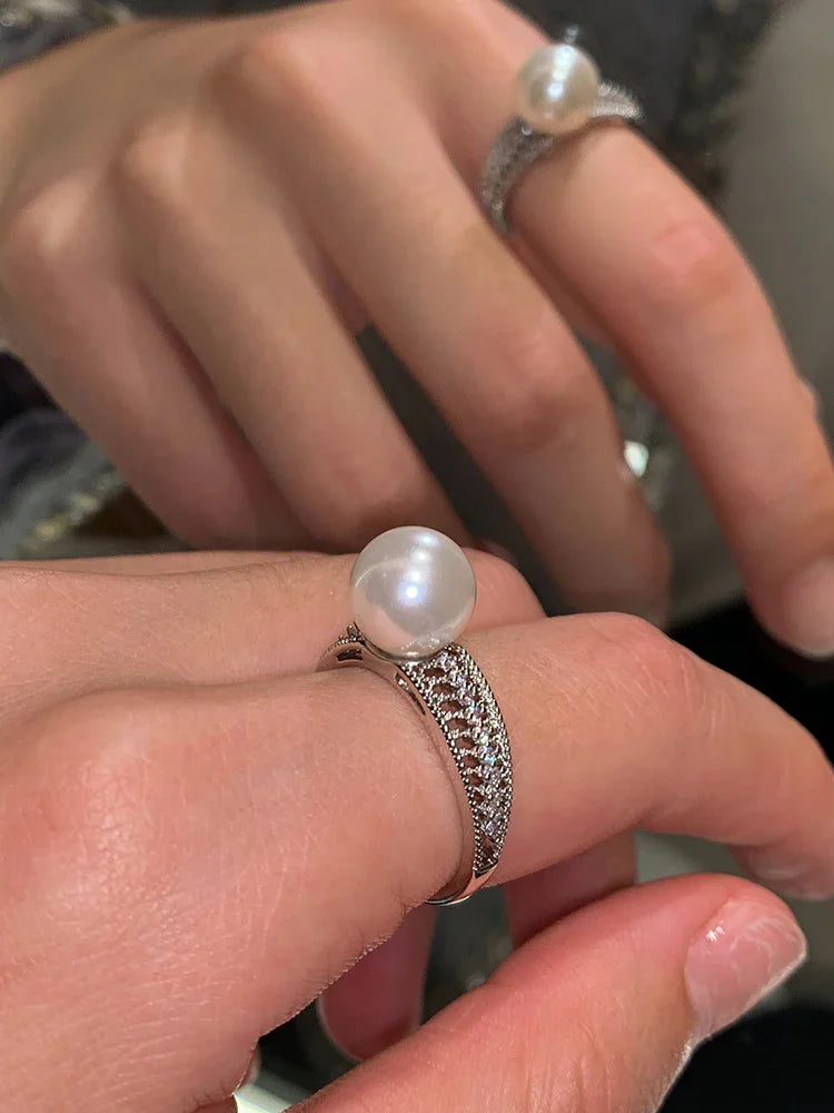 Vintage Opengewerkte Parelring - Elara