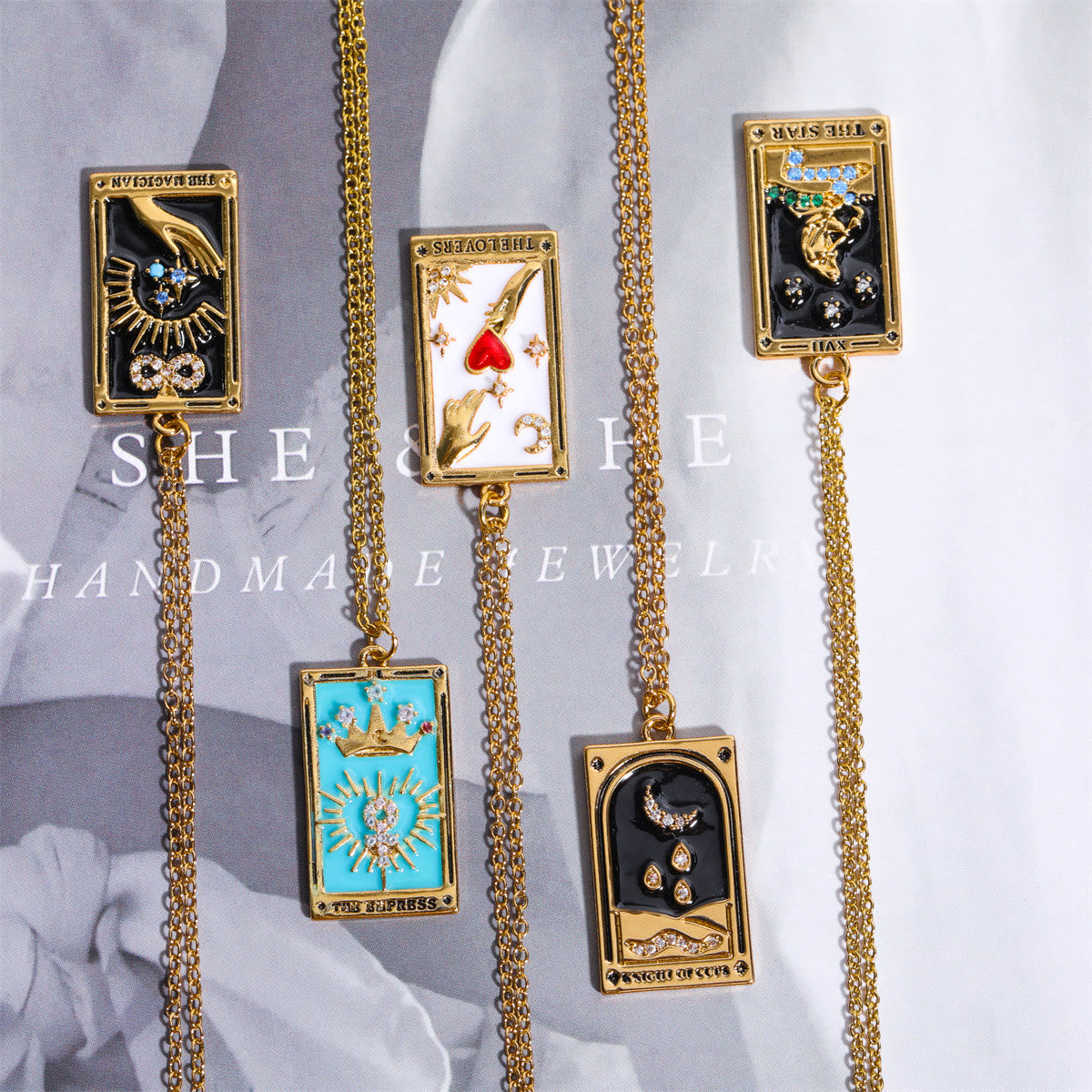 Zirkonia Vergulde Tarot Druppel Hanger Ketting - Amara