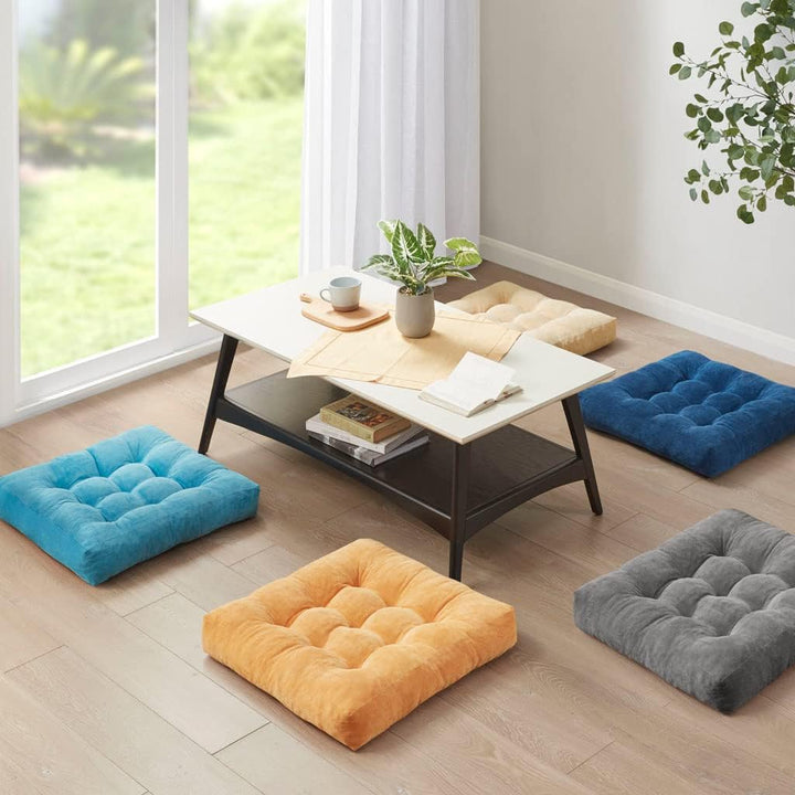 Set van 2 Meditatiekussens - Grote Tufted Corduroy Kussens