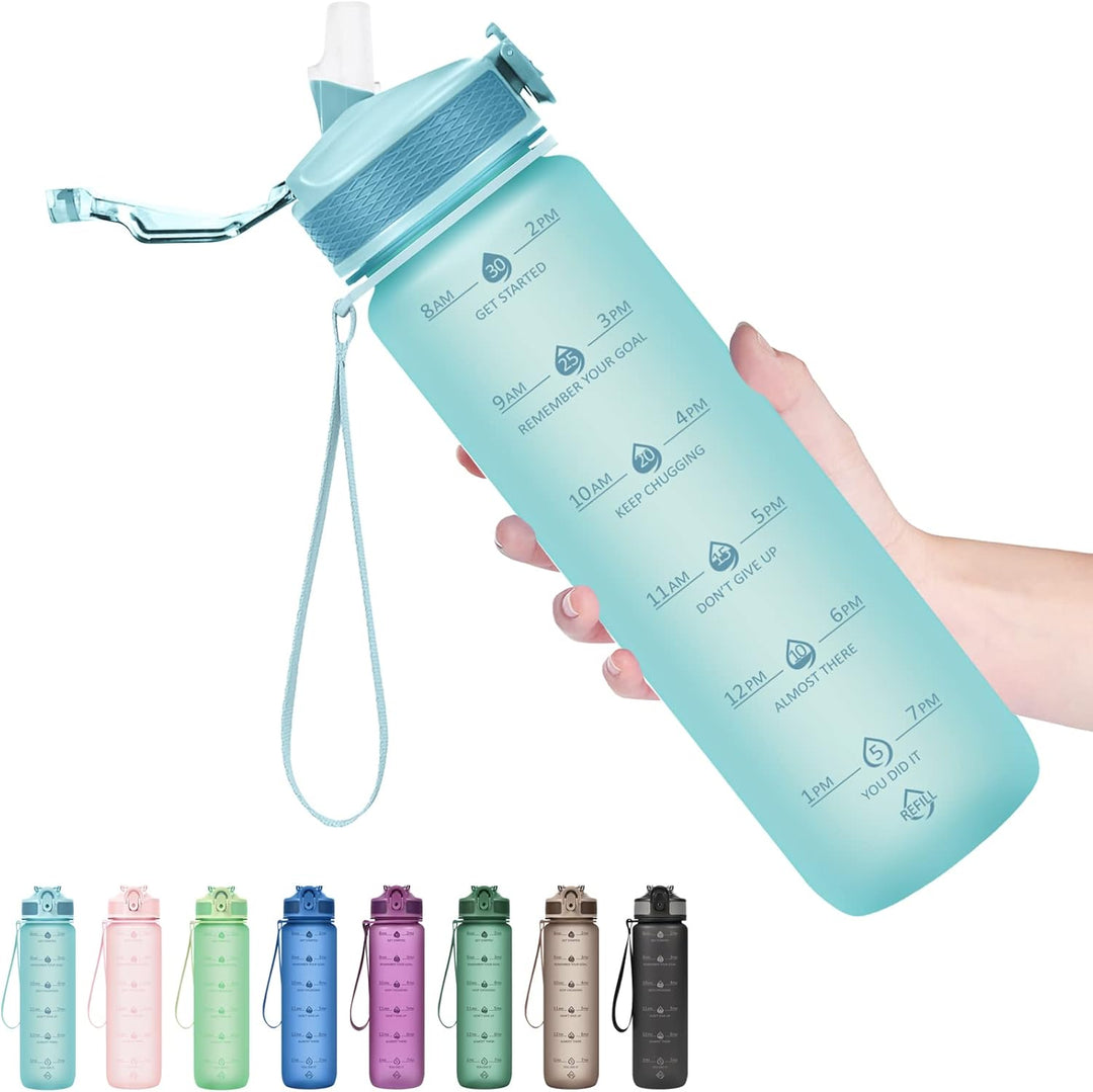 900ml Motivational Waterfles met Rietje