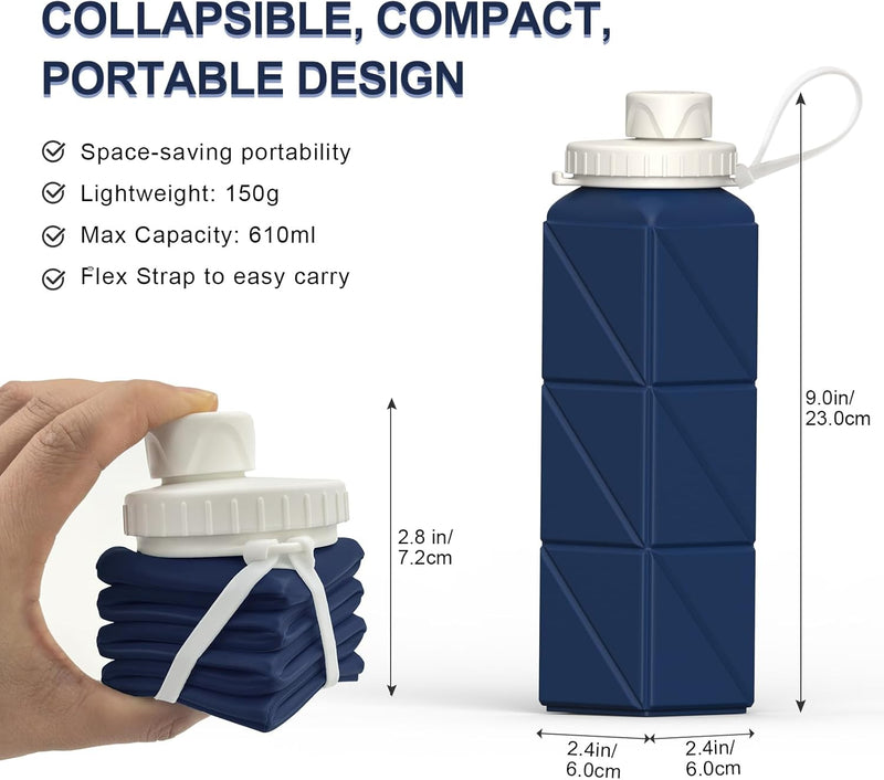 Opvouwbare Siliconen Fles – 610ml, Lekvrij & Draagbaar