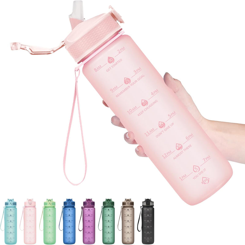 900ml Motivational Waterfles met Rietje