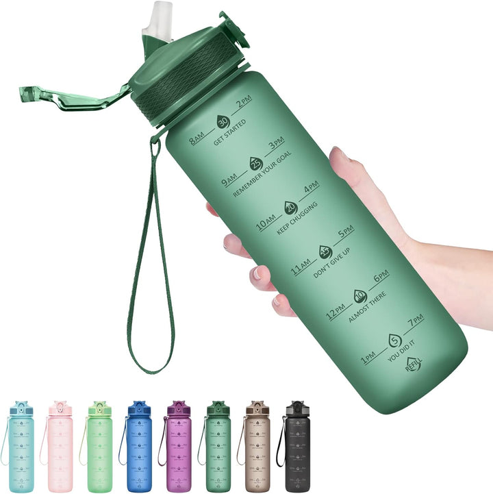 900ml Motivational Waterfles met Rietje