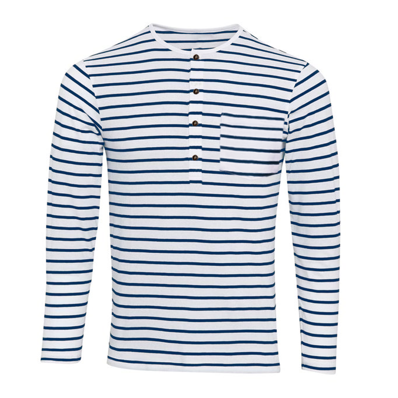 Gestreept Henley Shirt Met Lange Mouwen – Dorian