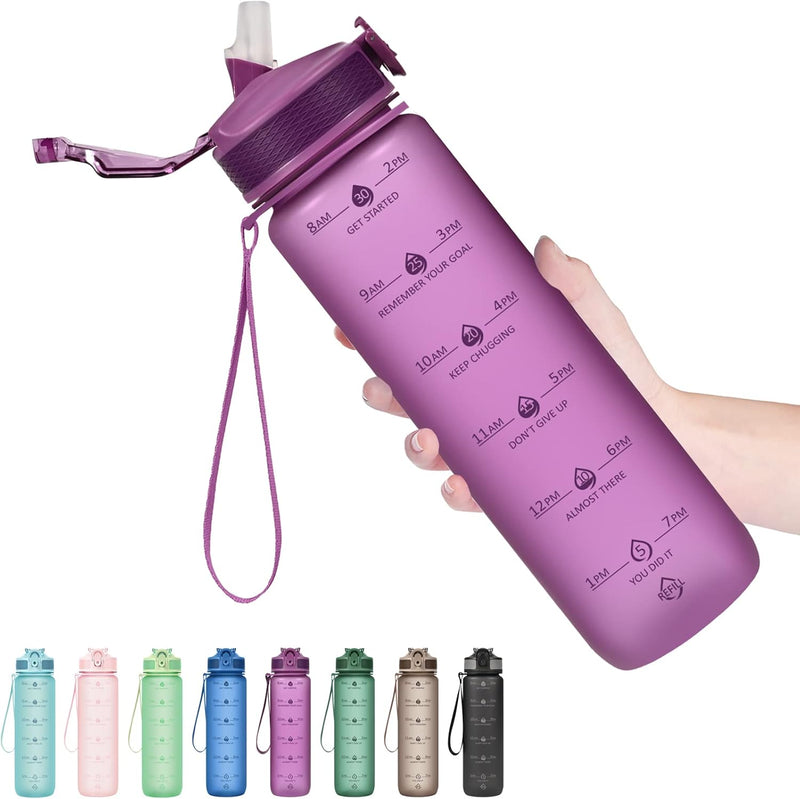 900ml Motivational Waterfles met Rietje