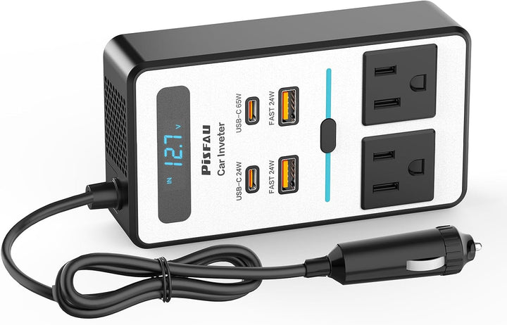 200W Auto Omvormer – DC 12V naar 220V AC Met USB-C & Snellader