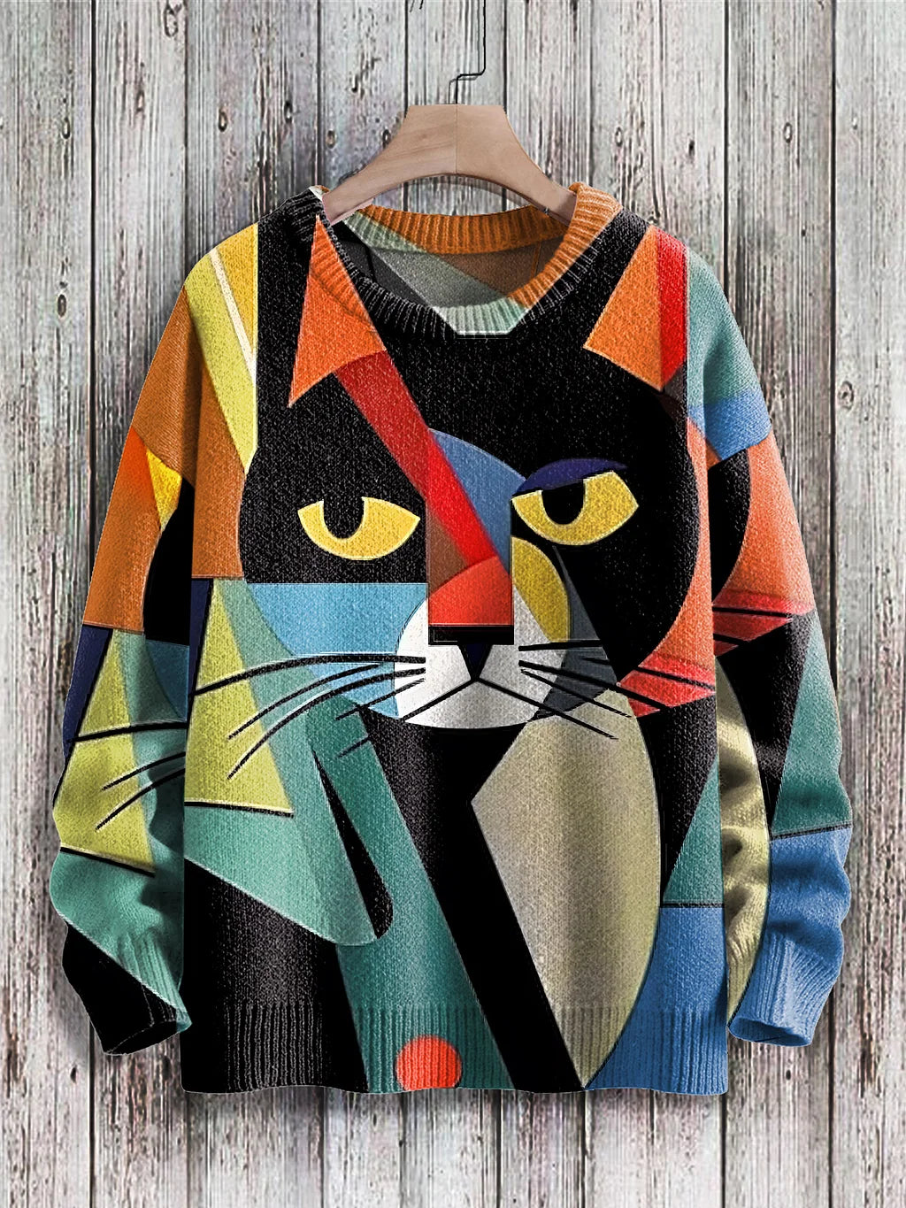 Vrolijke Kattenprint Sweater voor Vrouwen - Cleo