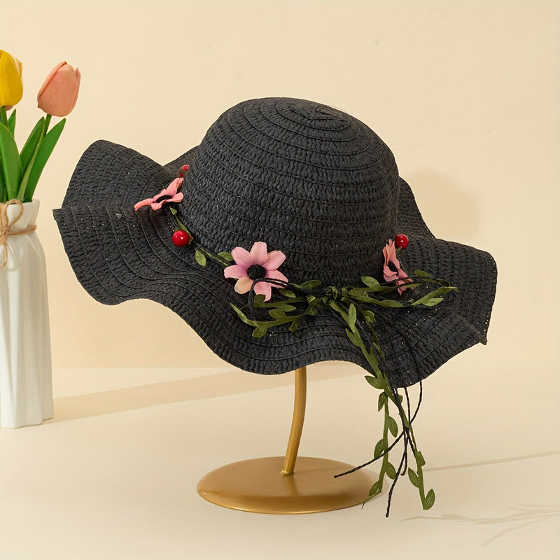 Dames Zomer Strohoed met Bloemen- en Fruitdetails – Solène