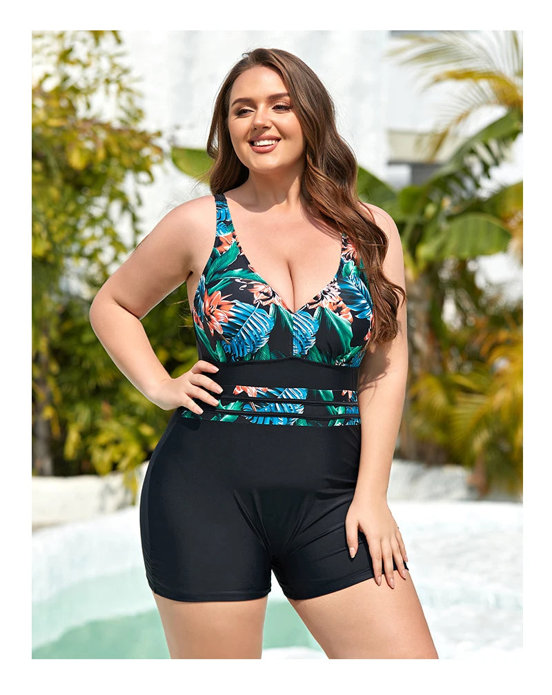 Vardi Dante™ Fleur Plus-Size Leafy Allure Badpak | Stijlvol & Comfortabel