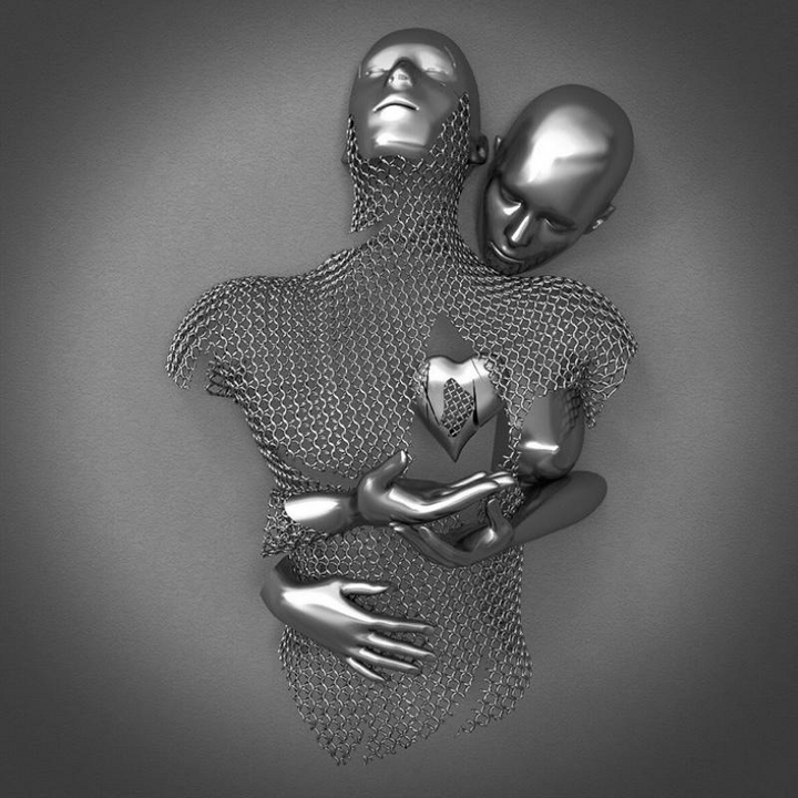 Liefdescanvas met Metalen Figuur - AmorArte