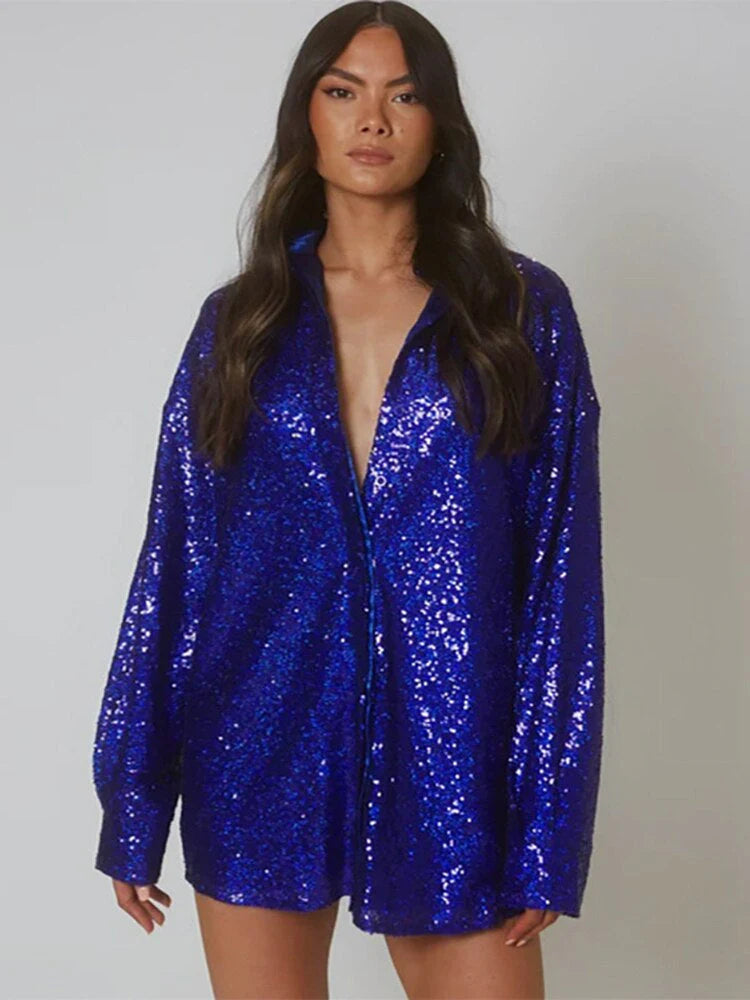 Oversized Glitter Blouse Voor Dames