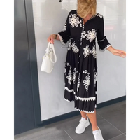 Trendy Jurk met Bloemenprint en 3/4 Mouwen – Elin