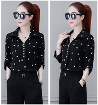 Stijlvolle dames chiffon blouse met knopen & omgeslagen kraag – Fenya