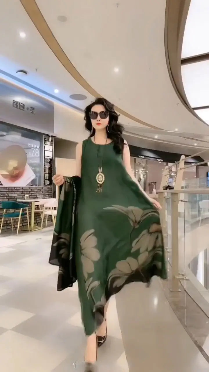 Maxi Jurk met rechte snit en lange mouwen – Yara