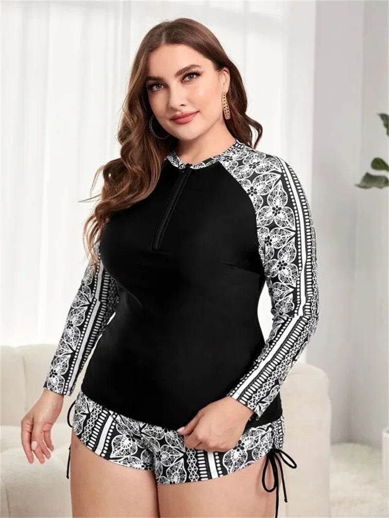 Vardi Dante™ Amy Plus-Size Zwempak Met Lange Mouwen | Sportief & Stijlvol