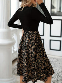 Bloemenprint V-Hals Jurk met Lange Mouwen - Lilith