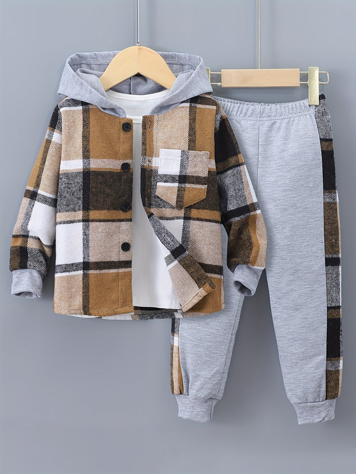 2-delige Jongensset Jordy met Geruite Hoodie en Joggingbroek