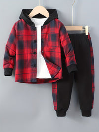 2-delige Jongensset Jordy met Geruite Hoodie en Joggingbroek