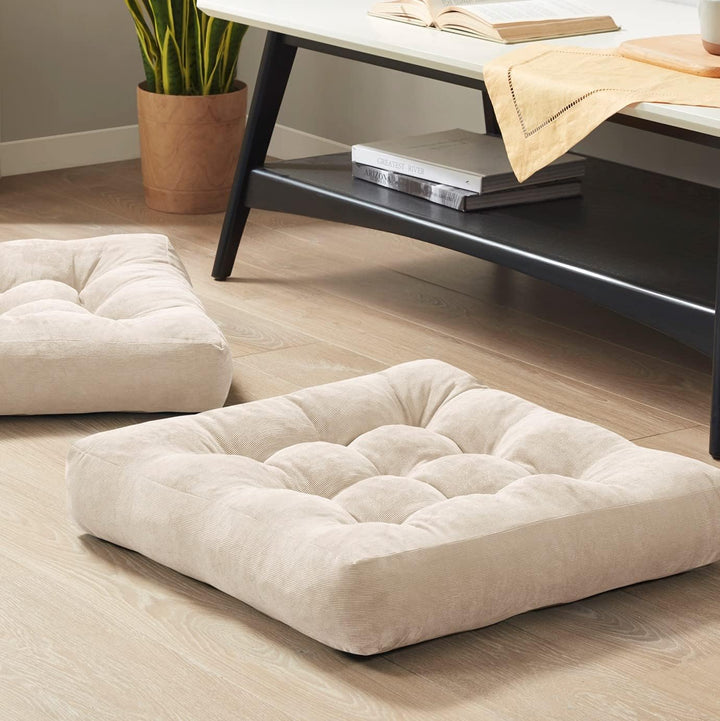 Set van 2 Meditatiekussens - Grote Tufted Corduroy Kussens