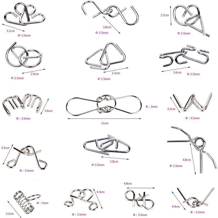 Zestaw metalowych pierścieni do łamigłówek - BrainTwist