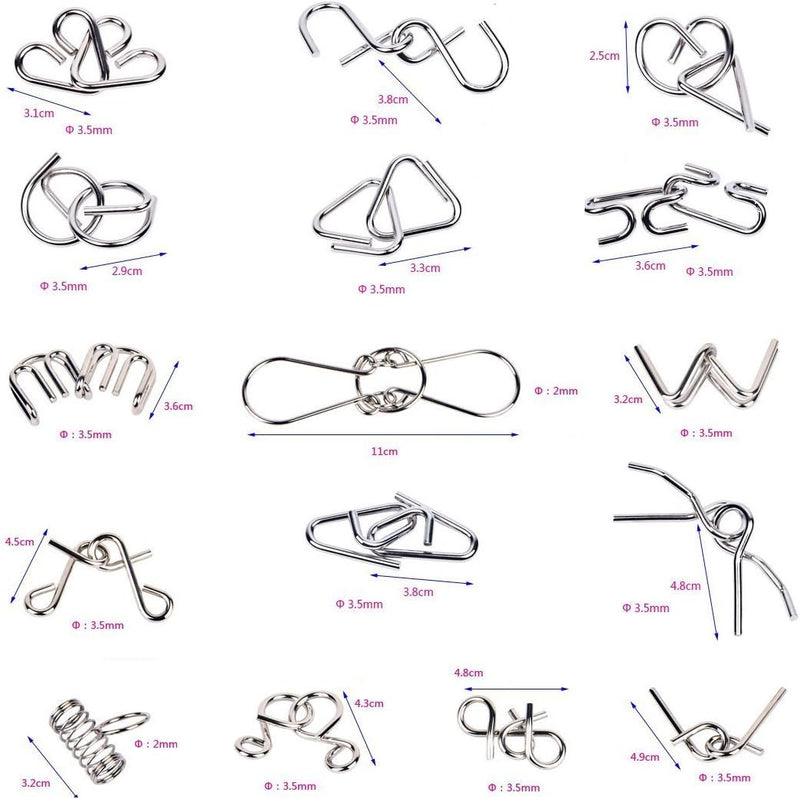 Zestaw metalowych pierścieni do łamigłówek - BrainTwist