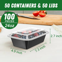 50-Pack Herbruikbare Maaltijd Prep Containers met Deksel, Lekvrij