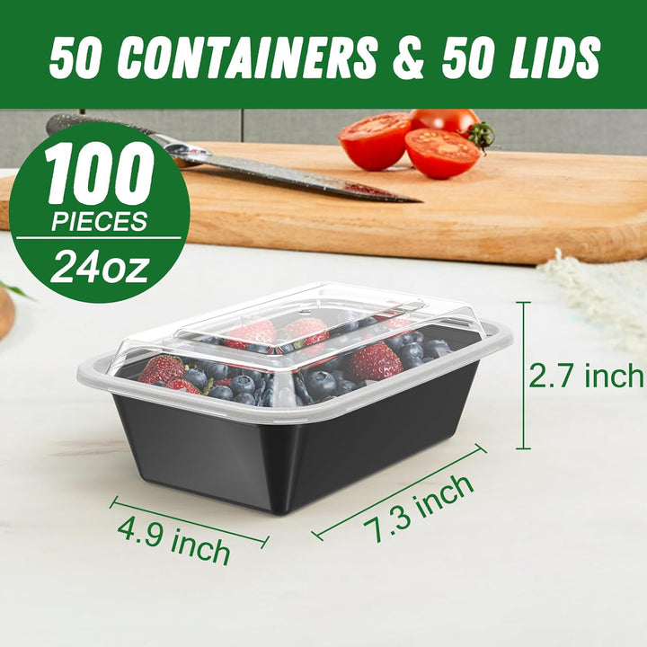 50-Pack Herbruikbare Maaltijd Prep Containers met Deksel, Lekvrij