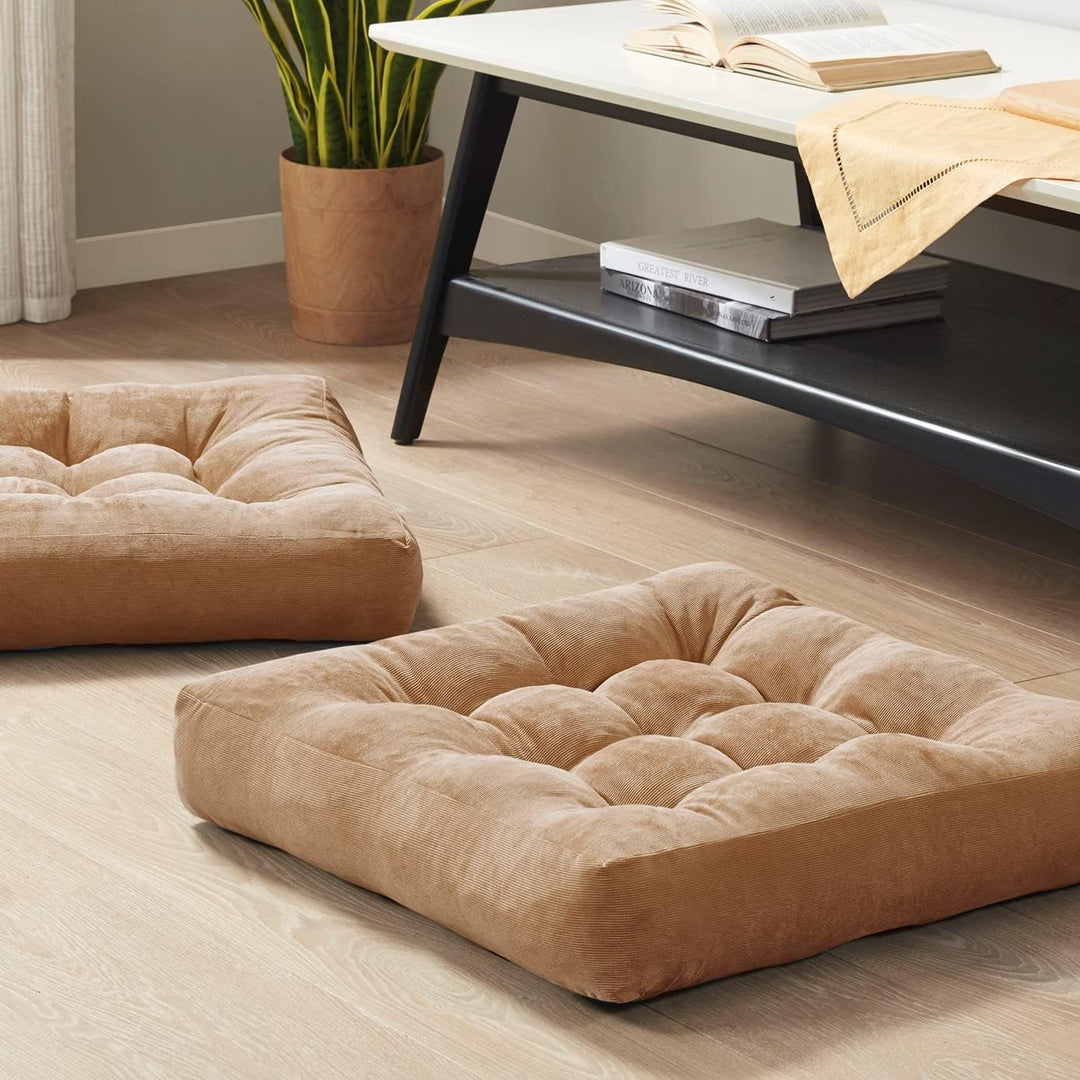 Set van 2 Meditatiekussens - Grote Tufted Corduroy Kussens