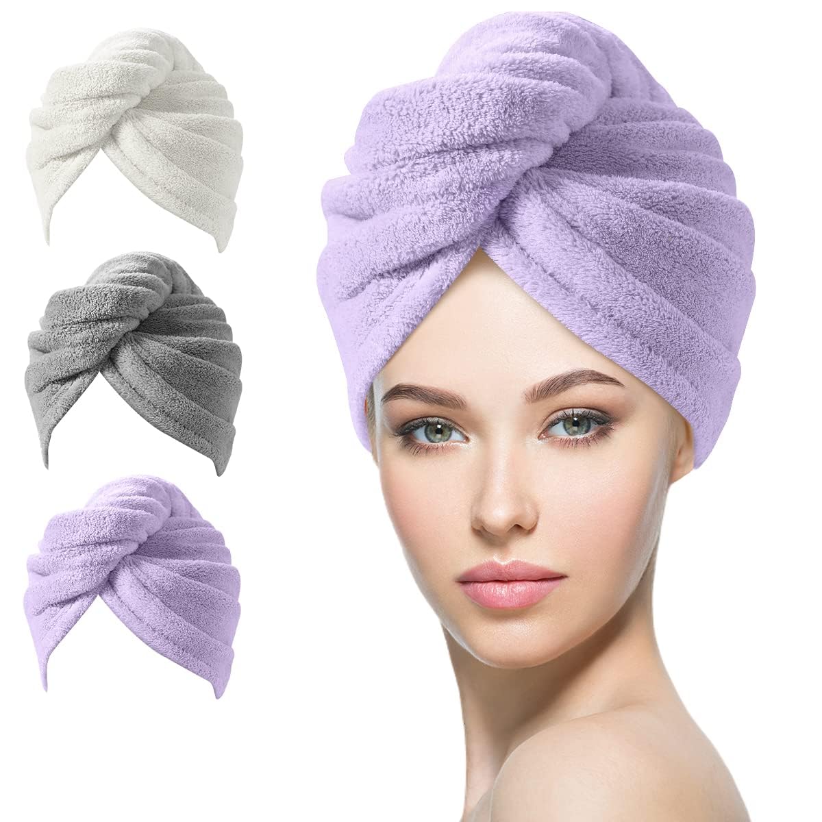 Microfiber Haarhanddoek Wrap – 3 Pack