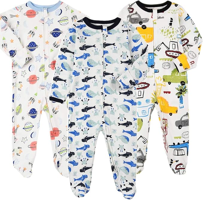 Baby Pyjama Met Voeten En Wanten - 3 Stuks