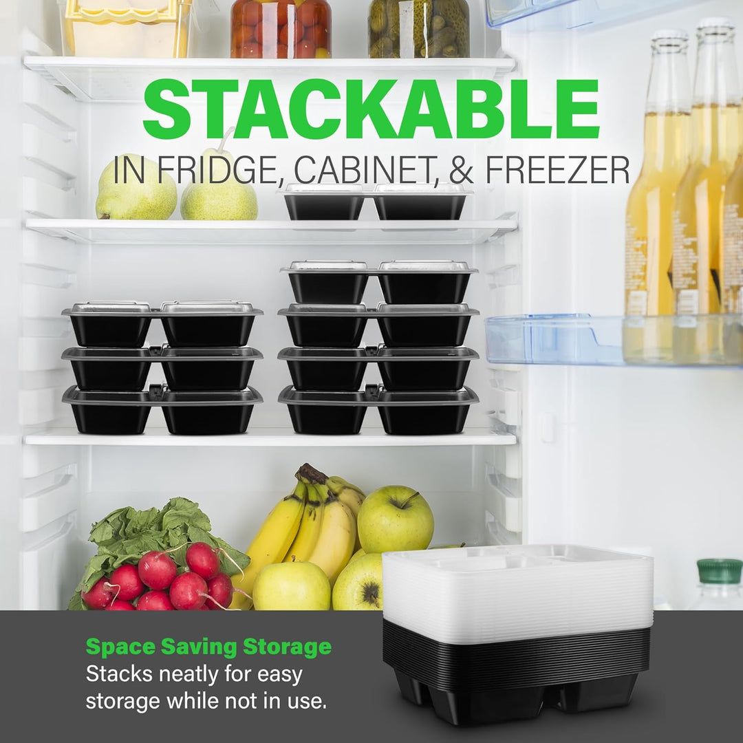 Maaltijd Prep Containers – 3 Compartiment Bento Dozen met Deksel 900 ml [20 Pack]