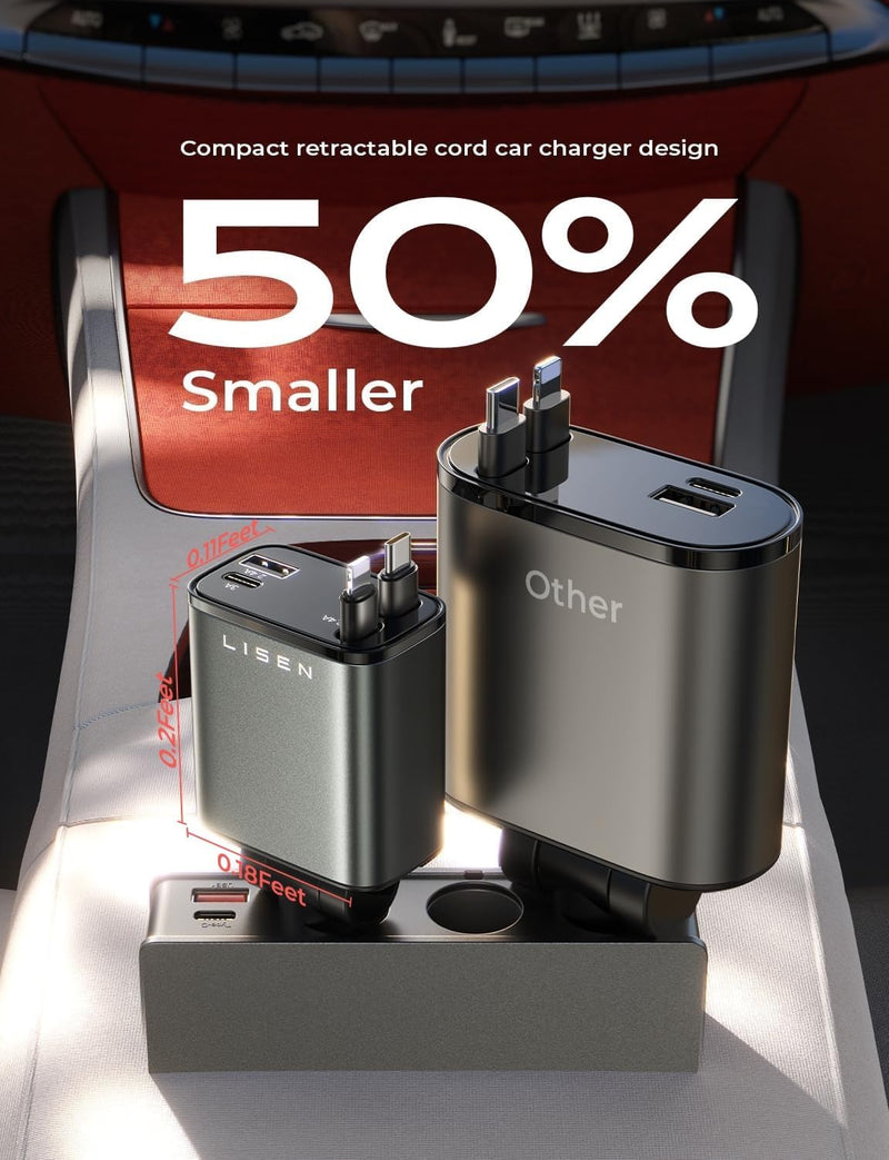 Uittrekbare Auto-oplader 69W USB C