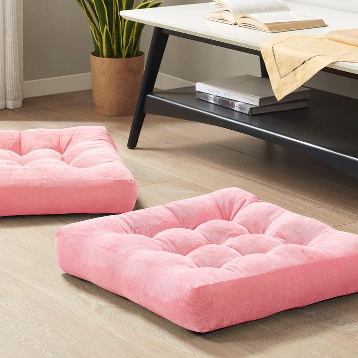 Set van 2 Meditatiekussens - Grote Tufted Corduroy Kussens