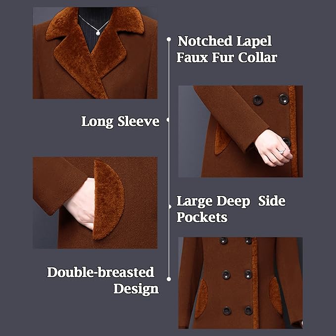 Dubbelbreasted Midi Wol Peacoat - Denise