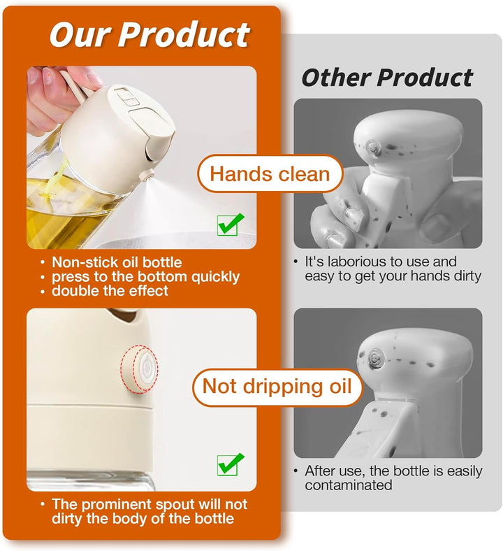 Spray z oliwą 2 w 1 - Premium 470mL Szklana Butelka