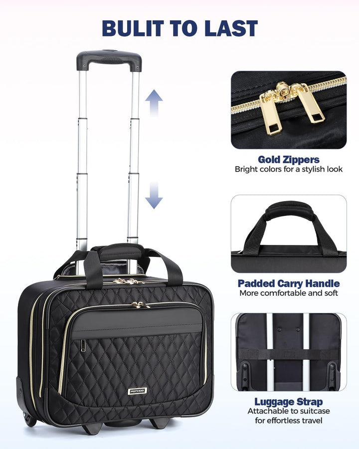 15,6" Laptop Trolley met Meerdere Vakken & Vliegtuig goedgekeurde Afmetingen