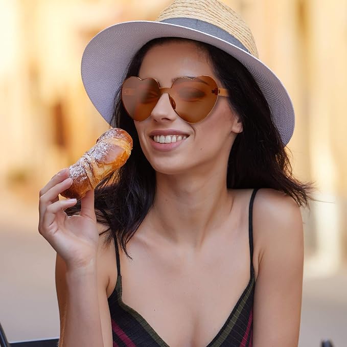 Trendwaardige hartvormige zonnebril zonder montuur in transparante look - HartBlitz