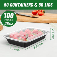 50-Pack Herbruikbare Maaltijd Prep Containers met Deksel, Lekvrij