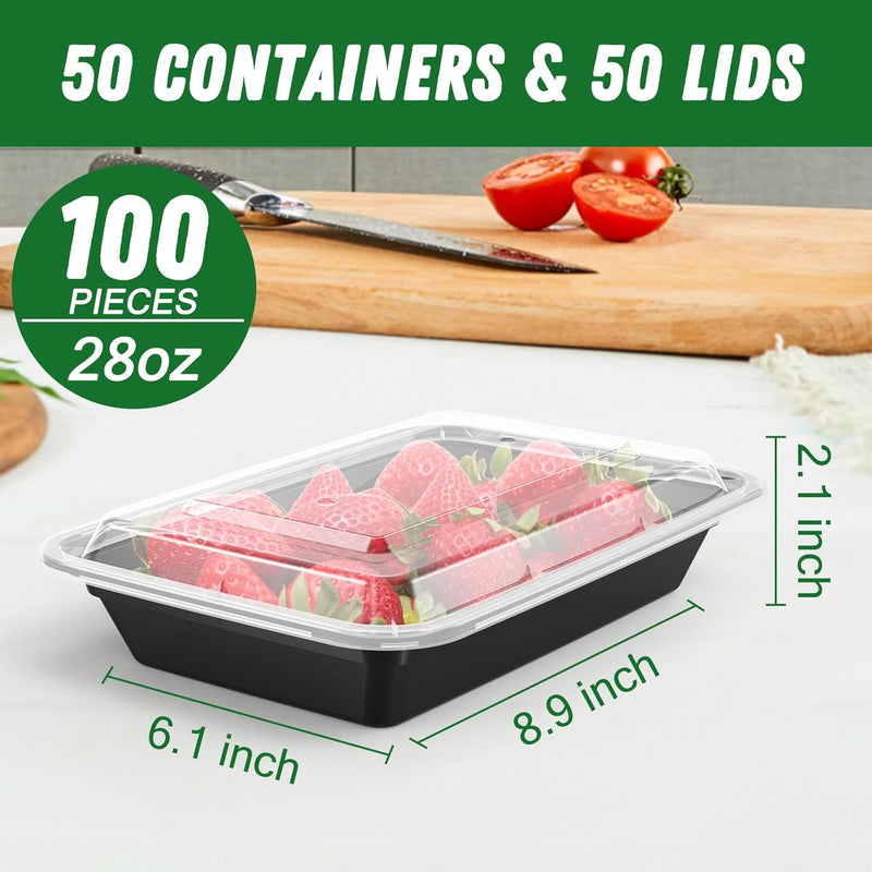 50-Pack Herbruikbare Maaltijd Prep Containers met Deksel, Lekvrij