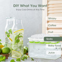 Stosowalne silikonowe formy do kostek lodu z pojemnikiem na przechowywanie