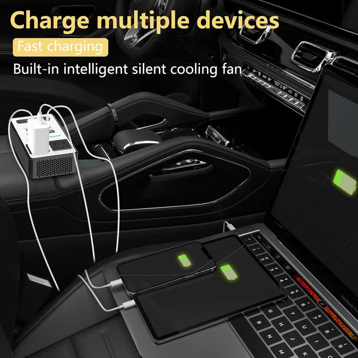 200W Auto Omvormer – DC 12V naar 220V AC Met USB-C & Snellader