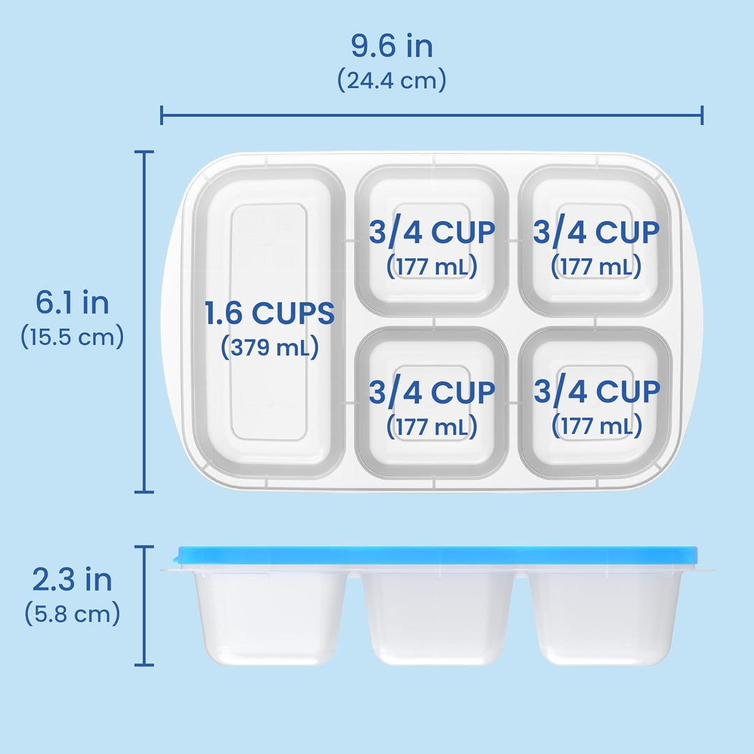 Herbruikbare 5-vak Voedselopbergdozen – 8-delige Set