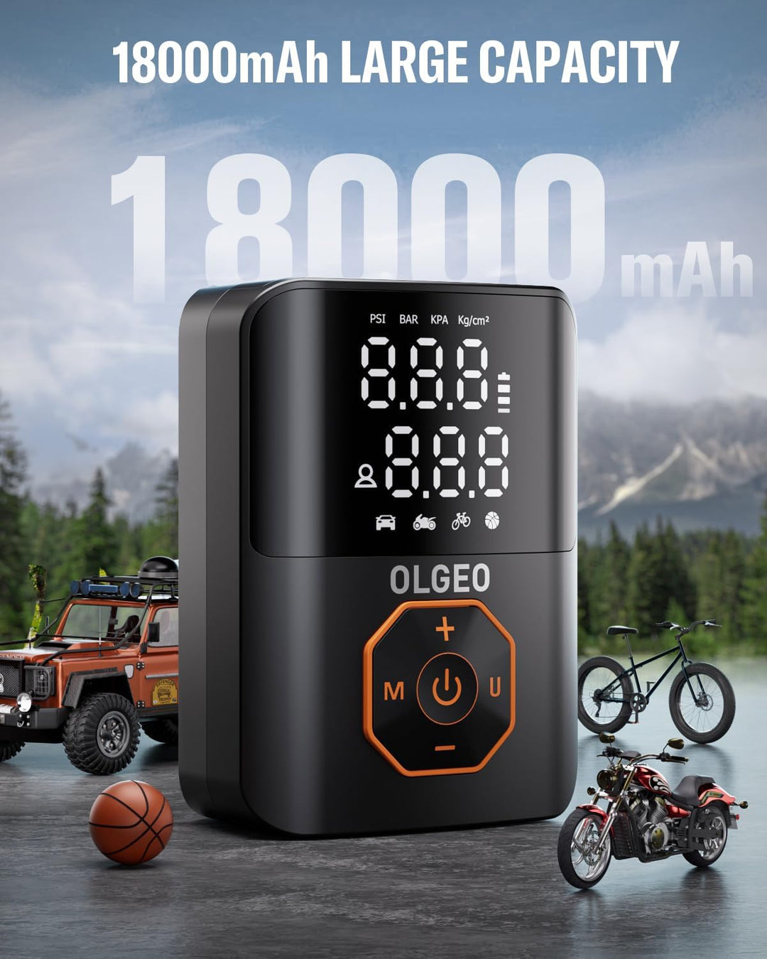 Draagbare Bandenpomp - 18000mAh Luchtcompressor voor Auto's en Motoren