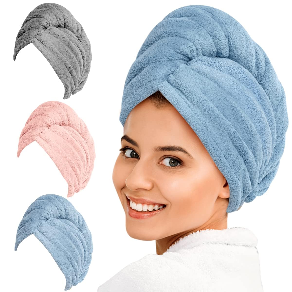 Microfiber Haarhanddoek Wrap – 3 Pack