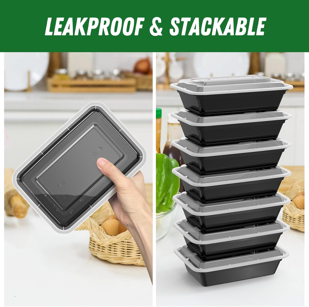 50-Pack Herbruikbare Maaltijd Prep Containers met Deksel, Lekvrij