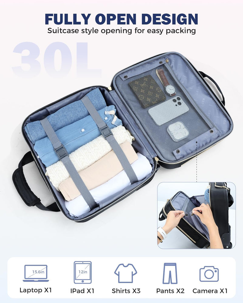 15,6" Laptop Trolley met Meerdere Vakken & Vliegtuig goedgekeurde Afmetingen
